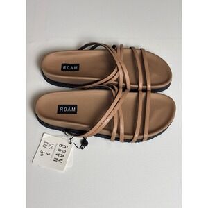 ROAM Strappy Tan Brown Slide Sandals Womens Size 9 EU 39 NWT Boho Beach